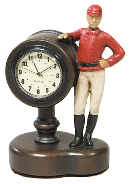 Jockey Desk Clock W/ Red Silks